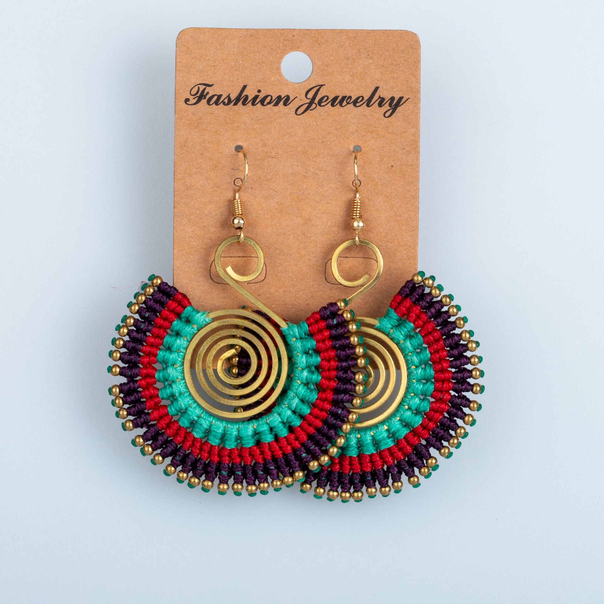 El Yapımı Pirinç Makrome Küpe 5 Renk Seçeneği 1 Çift Renk 5