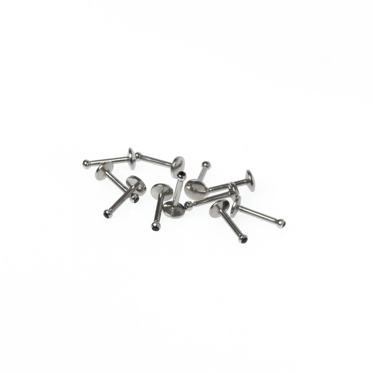 Toptan 316L Çelik Piercing Labret 2mm Taşlı Top Boy: 1.2x8x2mm
