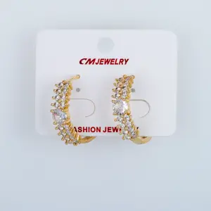 CM Jewelry 14K Kaplama Tırnaklı Halka Küpe