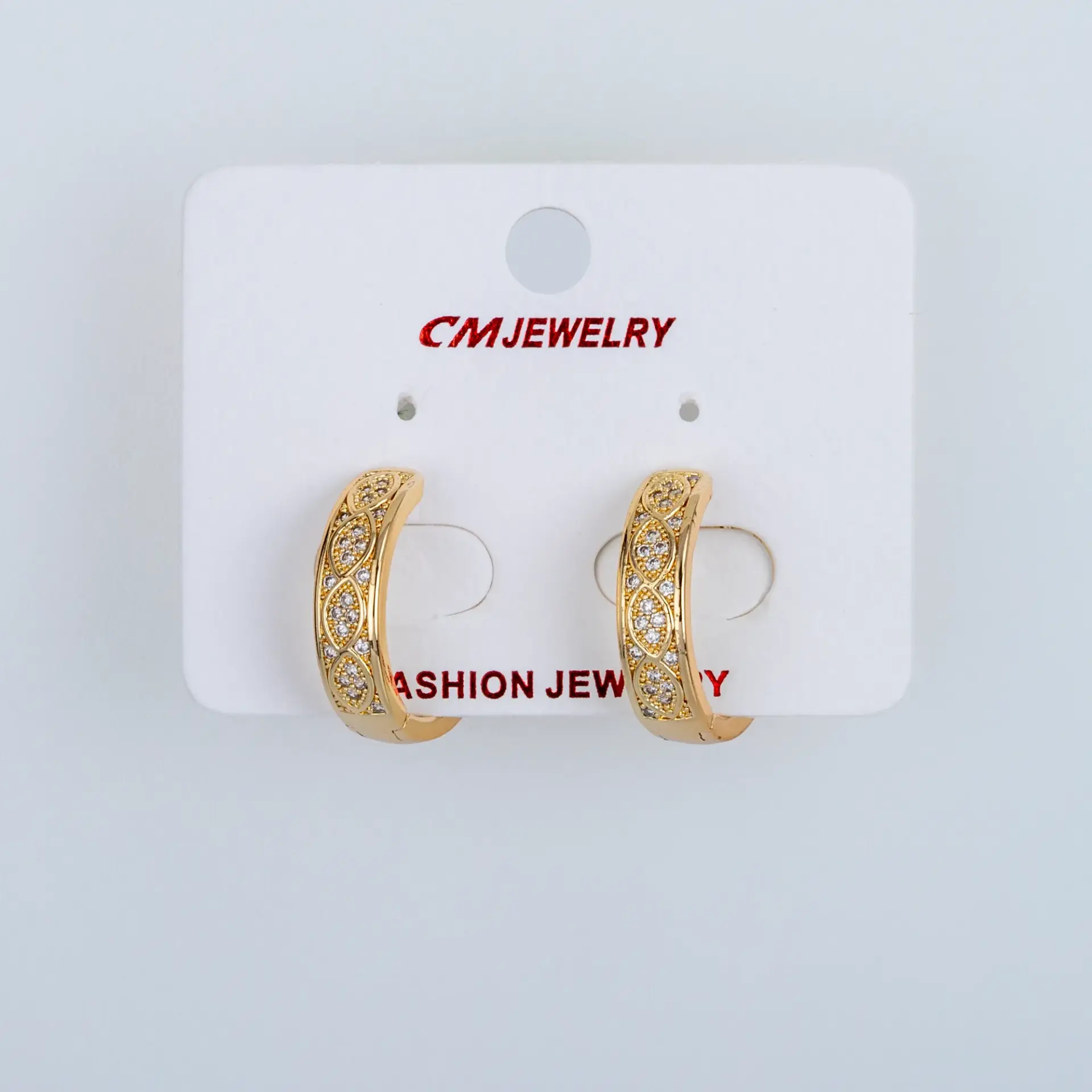 CM Jewelry 14K Kaplama Tırnaklı Halka Küpe