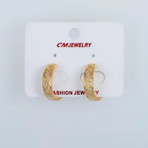 CM Jewelry 14K Kaplama Tırnaklı Halka Küpe