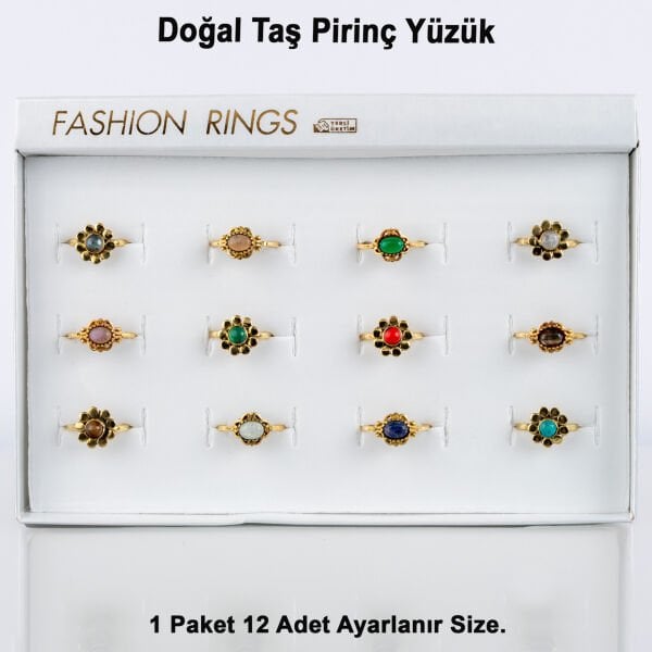 Doğal Taş Pirinç Yüzük-Paket