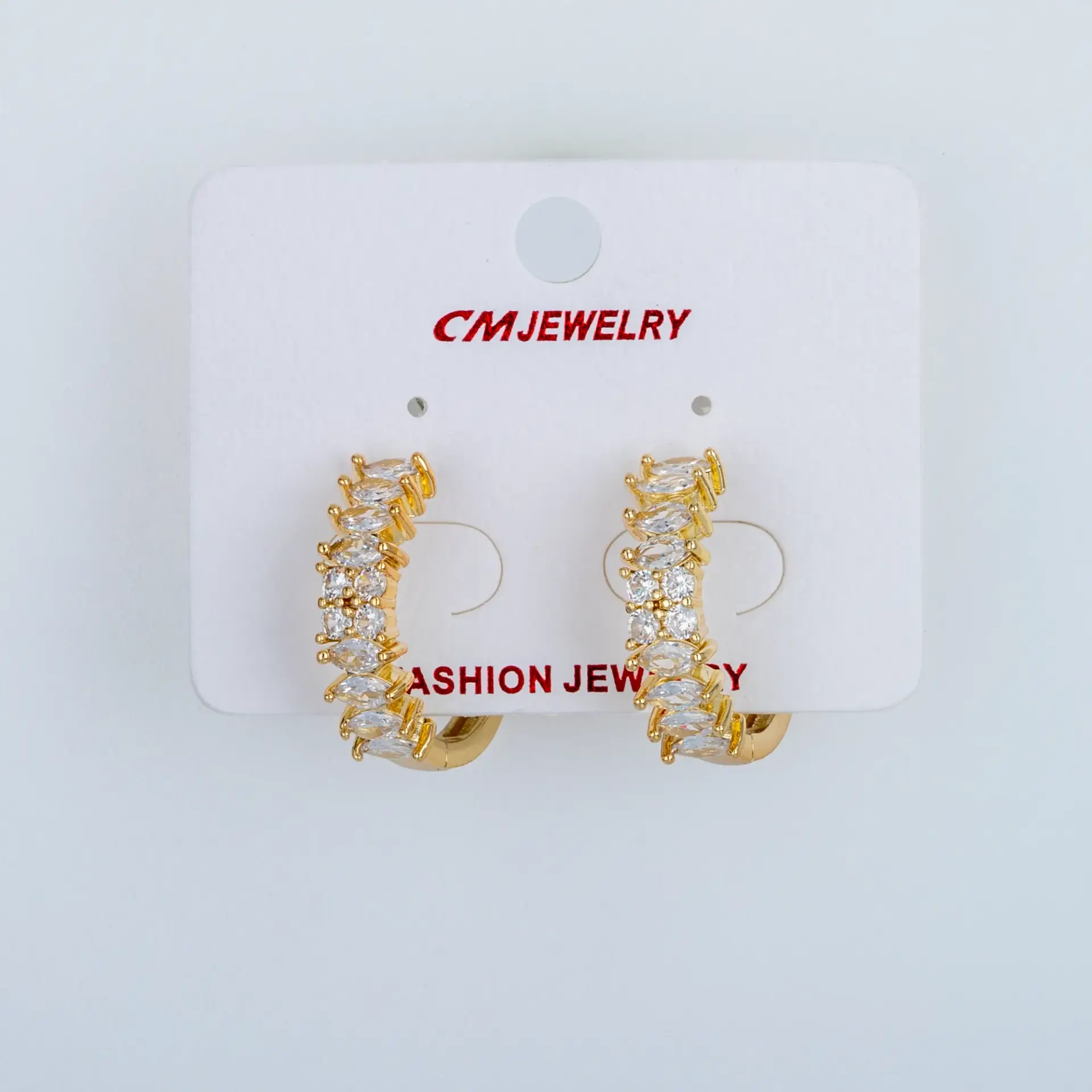CM Jewelry 14K Kaplama Tırnaklı Halka Küpe