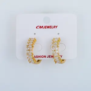 CM Jewelry 14K Kaplama Tırnaklı Halka Küpe