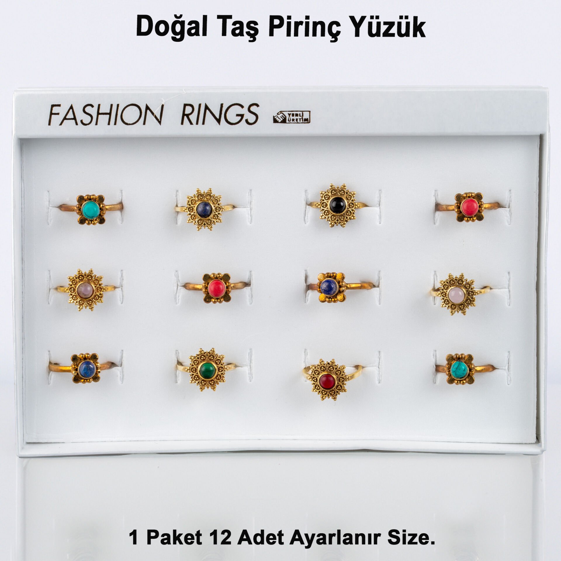 Doğal Taş Pirinç Yüzük-Paket