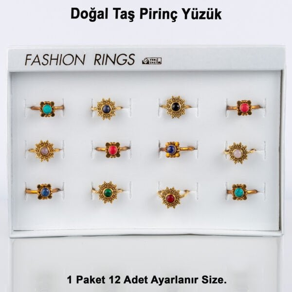 Doğal Taş Pirinç Yüzük-Paket