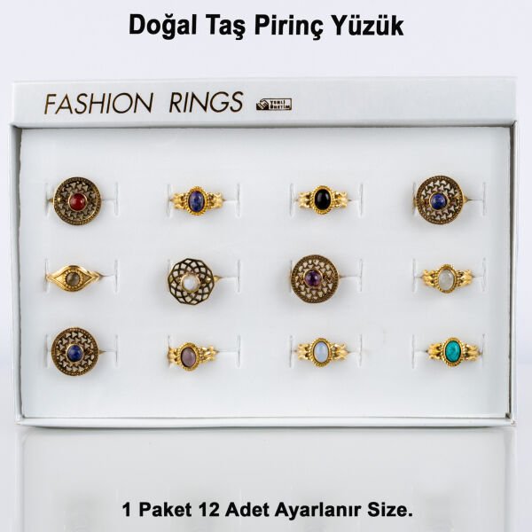 Doğal Taş Pirinç Yüzük-Paket