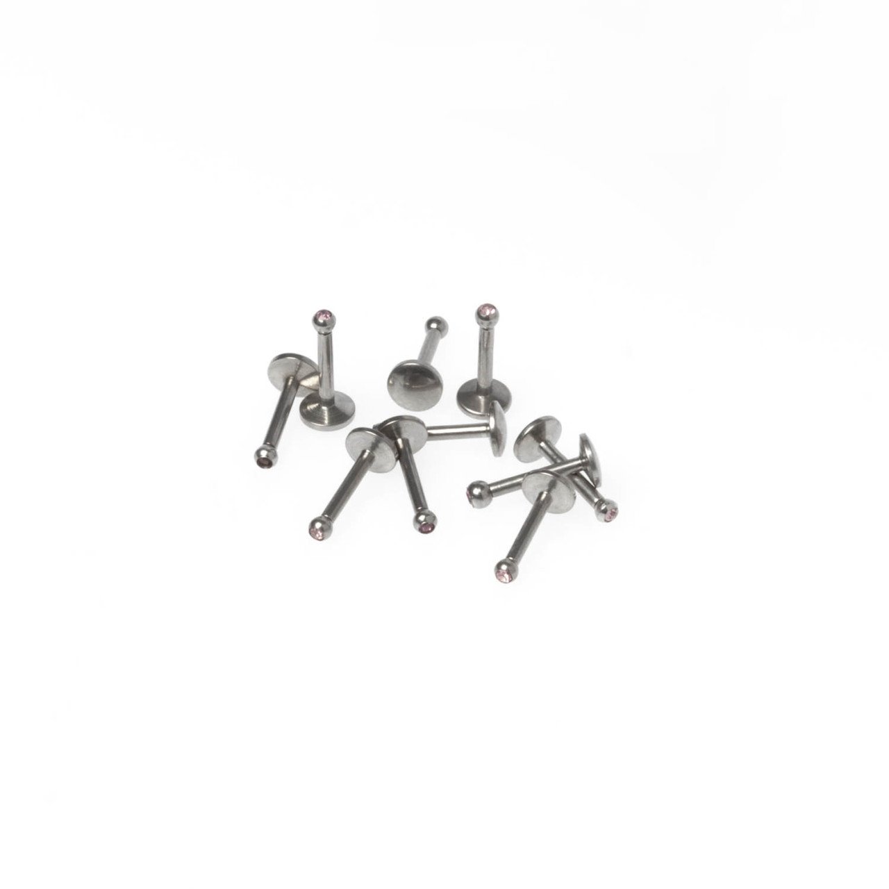 Toptan 316L Çelik Piercing Labret 2mm Taşlı Top Boy: 1.2x8x2mm
