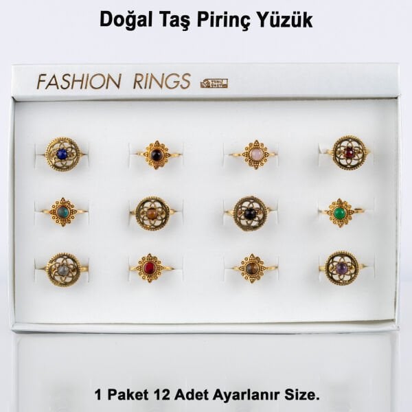 Doğal Taş Pirinç Yüzük-Paket