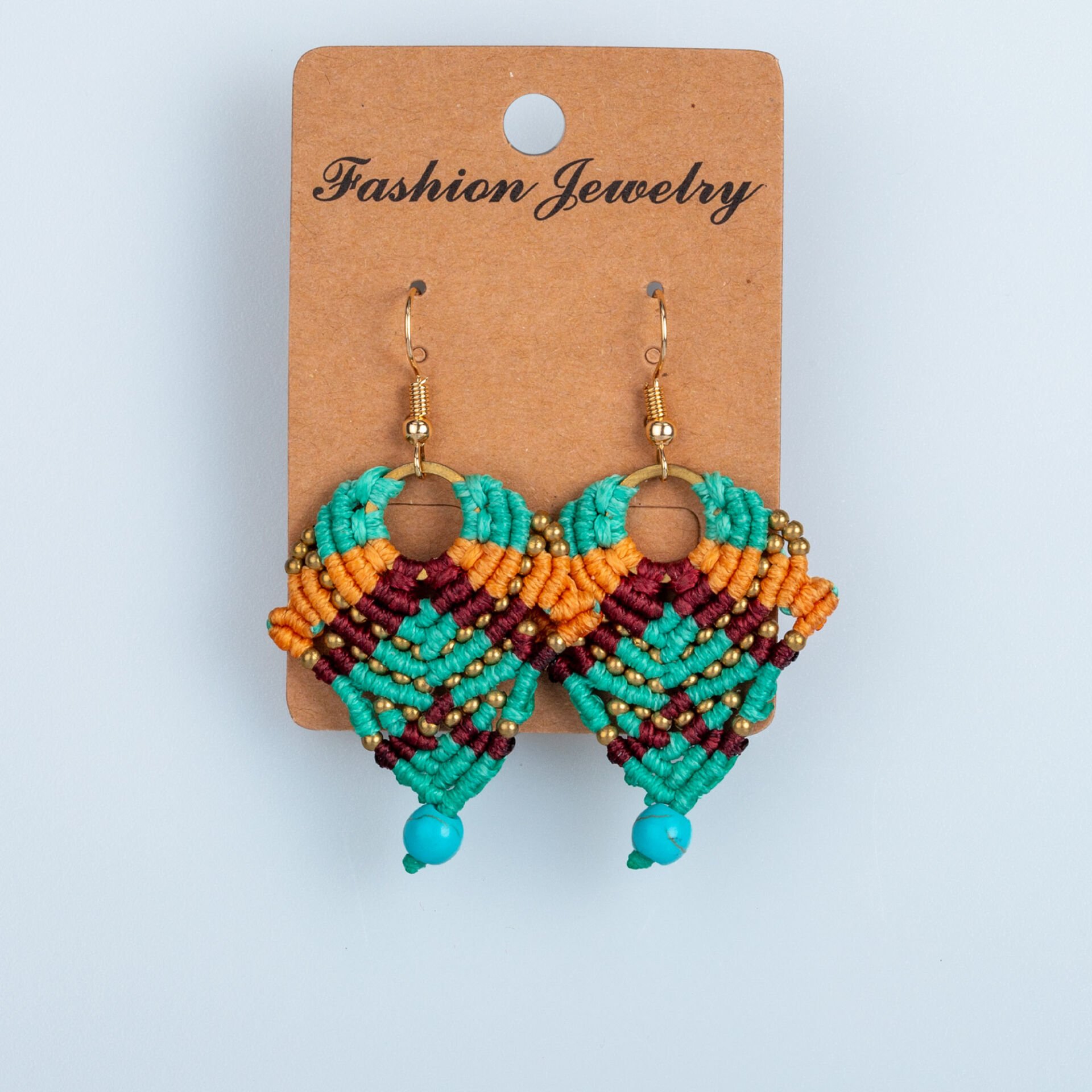 El Yapımı Pirinç Makrome Küpe 5 Renk Seçeneği 1 Çift