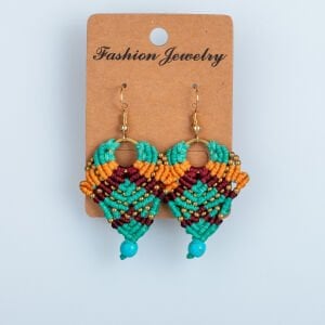 El Yapımı Pirinç Makrome Küpe 5 Renk Seçeneği 1 Çift