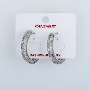 CM Jewelry Platin Kaplama Tırnaklı Halka Küpe