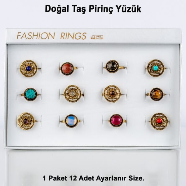Doğal Taş Pirinç Yüzük-Paket