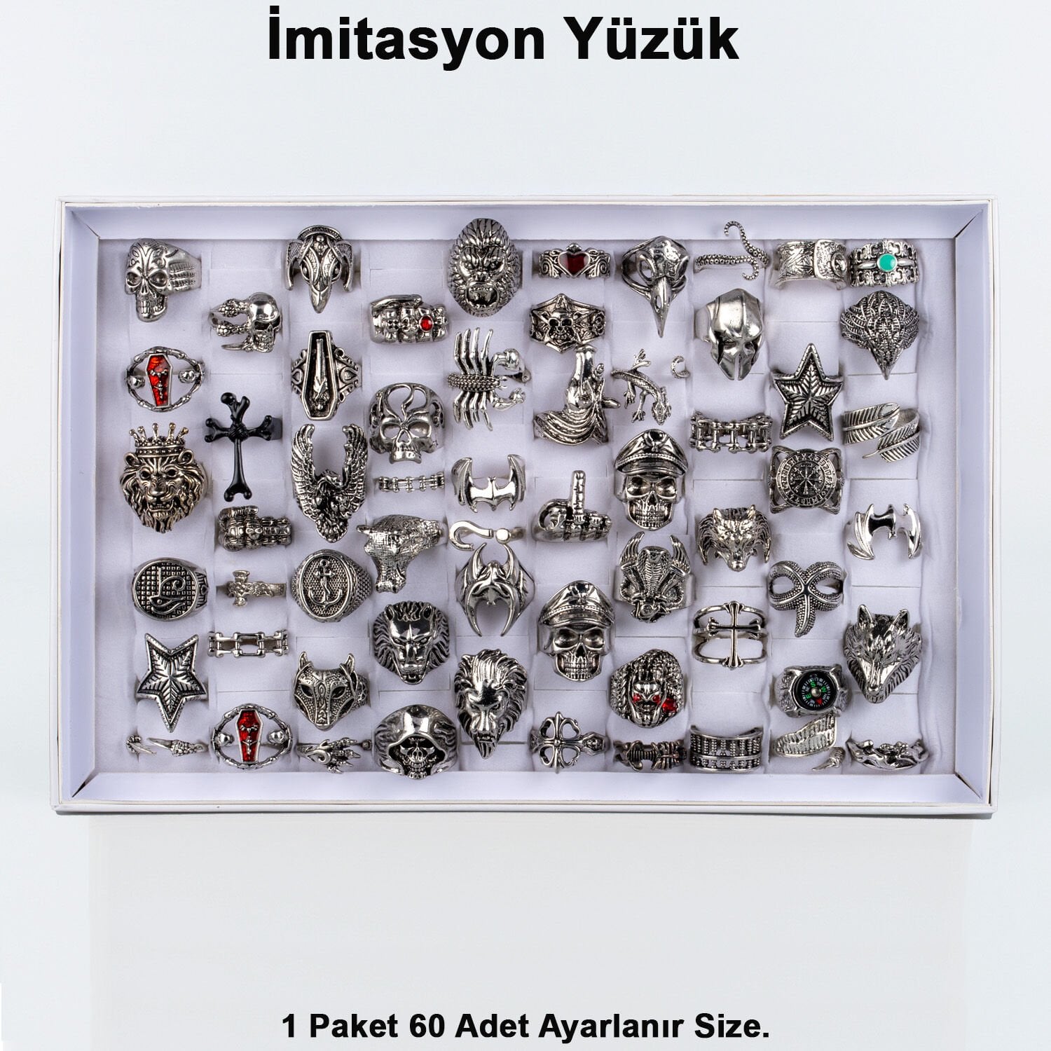 Gotik İmitasyon Yüzük Paket 60 Adet