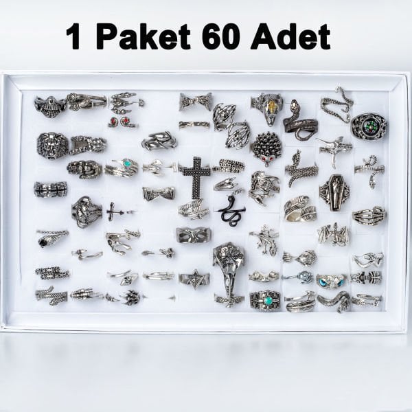 Gotik İmitasyon Yüzük Paket 60 Adet