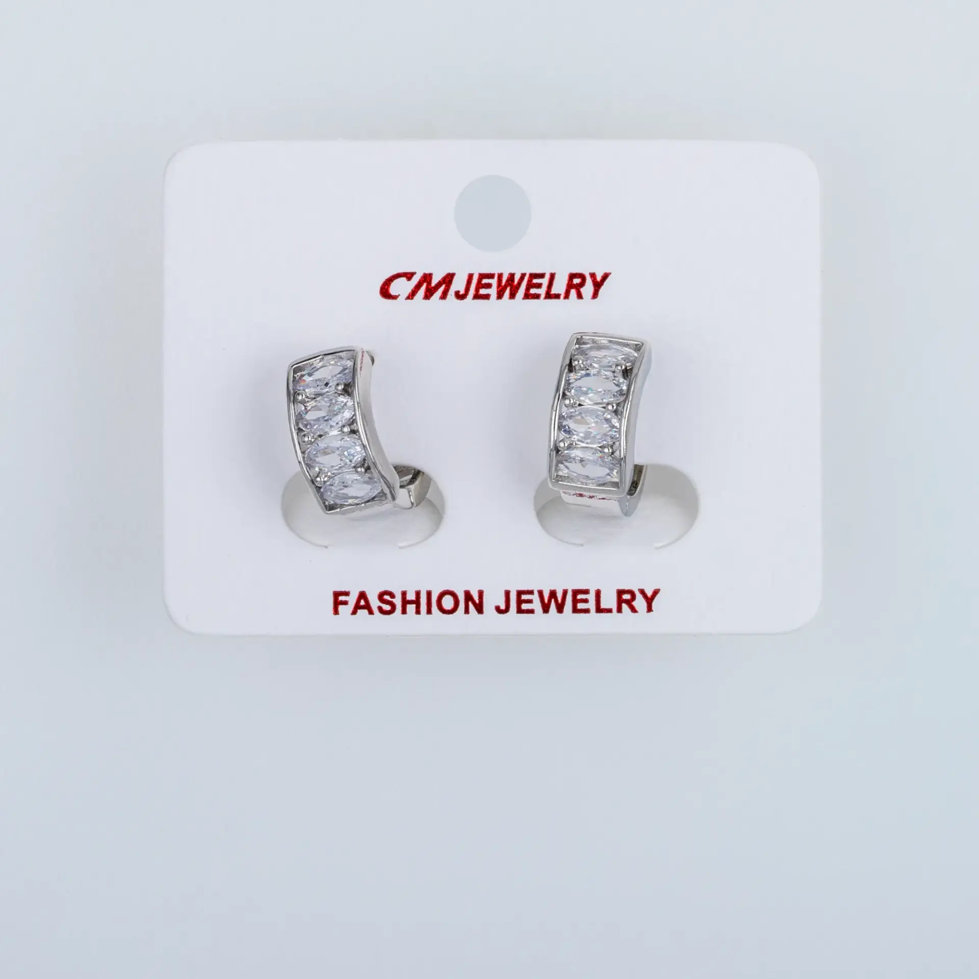 CM Jewelry Platin Kaplama Tırnaklı Halka Küpe