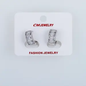 CM Jewelry Platin Kaplama Tırnaklı Halka Küpe