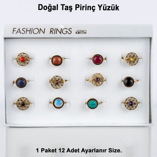 Doğal Taş Pirinç Yüzük-Paket