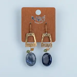Toptan Geometrik Plaka Doğal Taşlı Butik Küpe