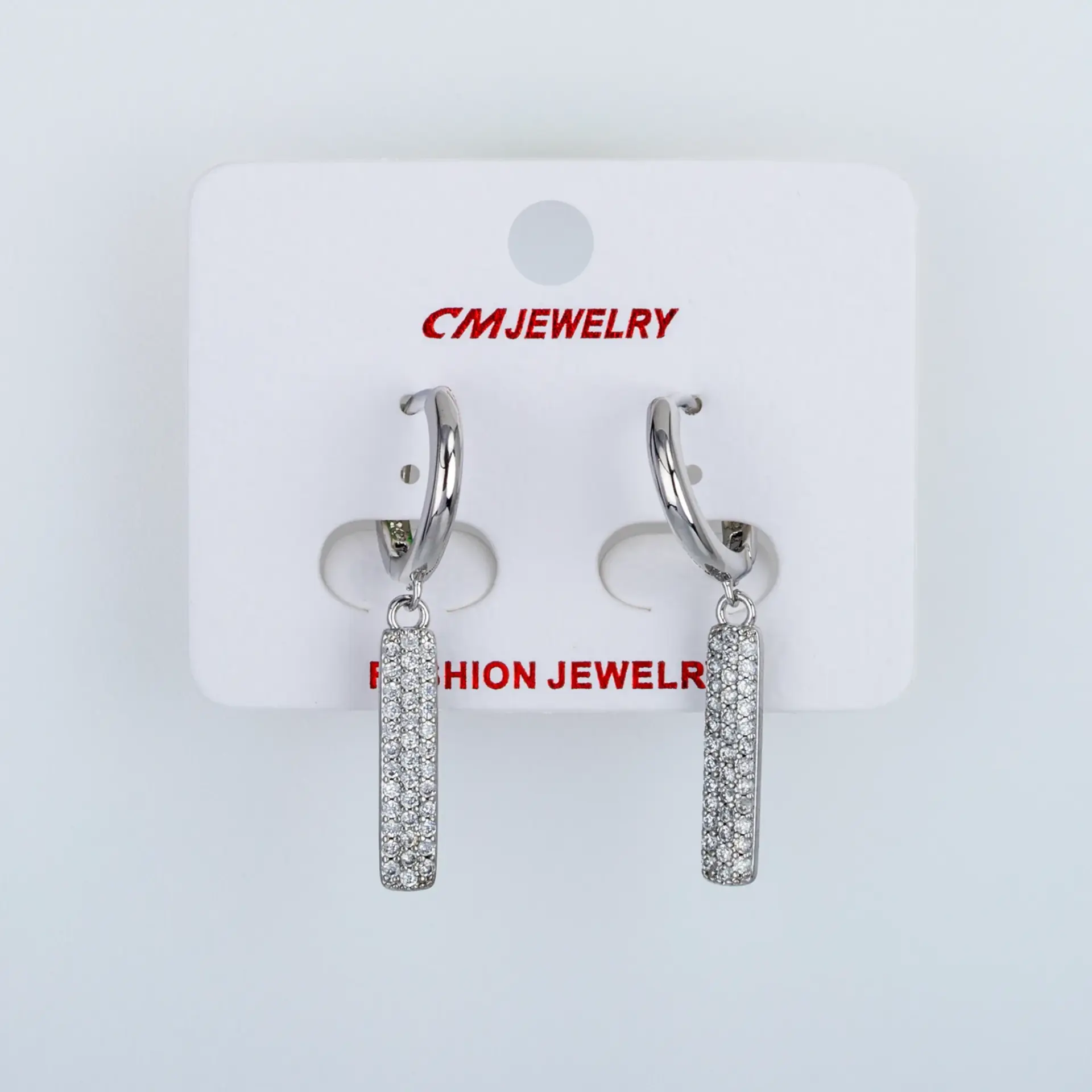CM Jewelry Platin Kaplama Tırnaklı Halka Küpe