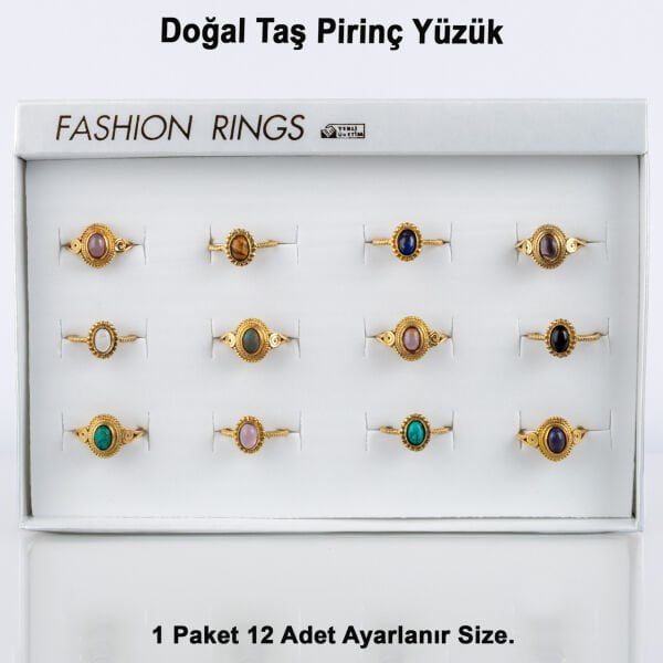 Doğal Taş Pirinç Yüzük-Paket
