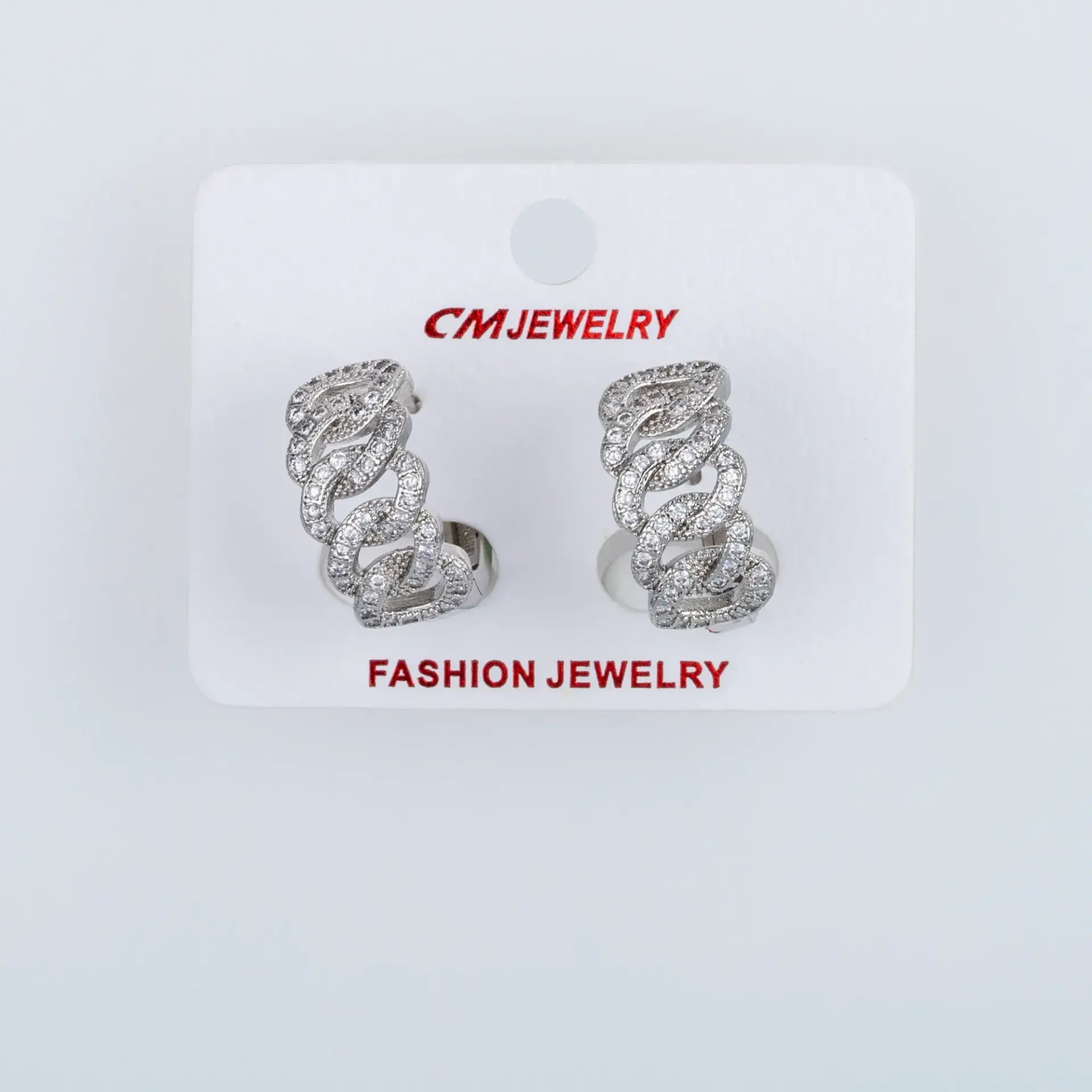 CM Jewelry Platin Kaplama Tırnaklı Halka Küpe