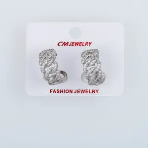 CM Jewelry Platin Kaplama Tırnaklı Halka Küpe