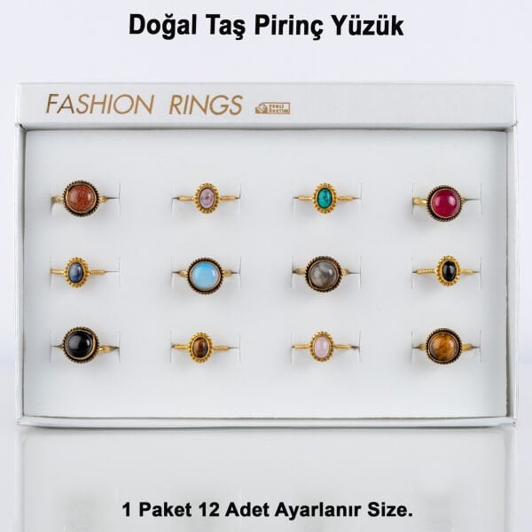 Doğal Taş Pirinç Yüzük-Paket