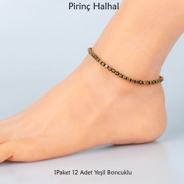 Pirinç Halhal-Paket 5 Renk Seçeneği Yeşil