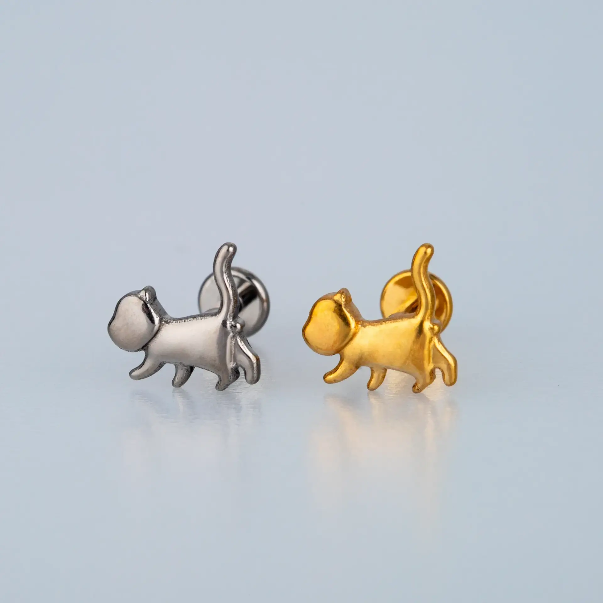 Piercing G23 Titanyum Tragus Kedi Sarı 8mm