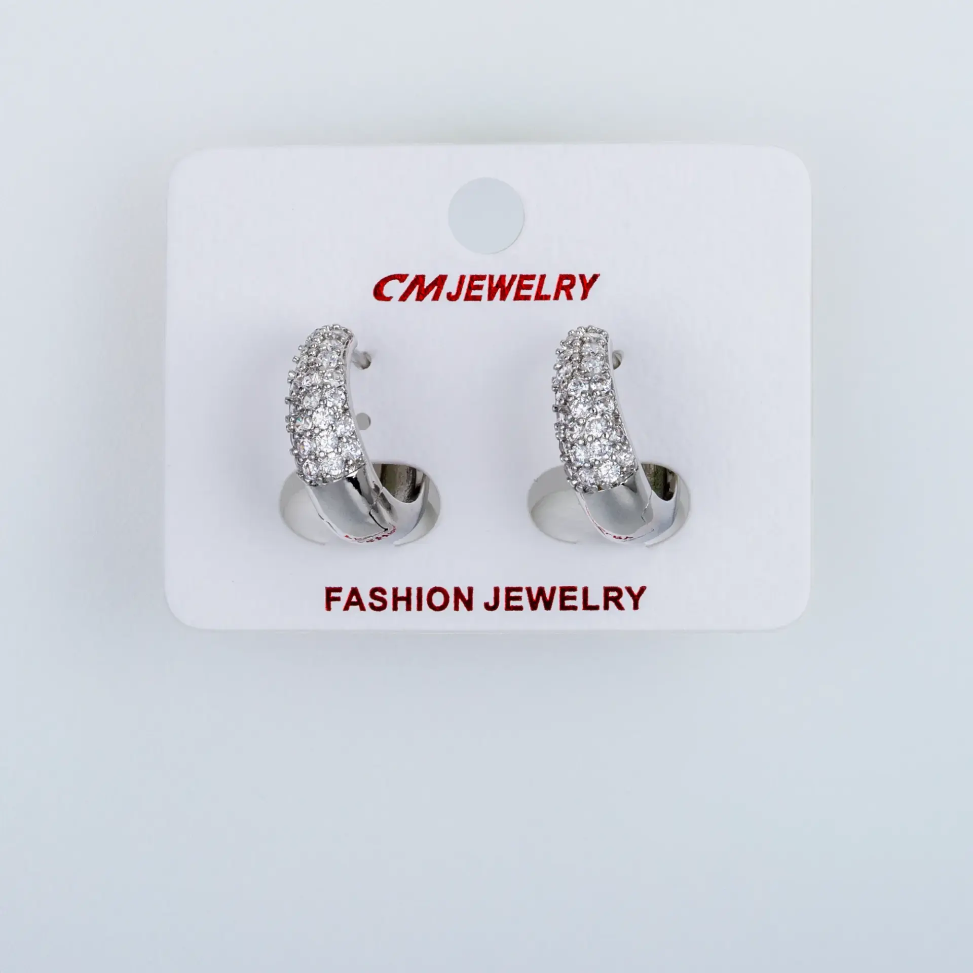 CM Jewelry Platin Kaplama Tırnaklı Halka Küpe