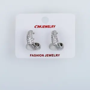 CM Jewelry Platin Kaplama Tırnaklı Halka Küpe