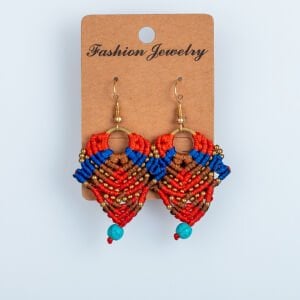 El Yapımı Pirinç Makrome Küpe 5 Renk Seçeneği 1 Çift Renk 5