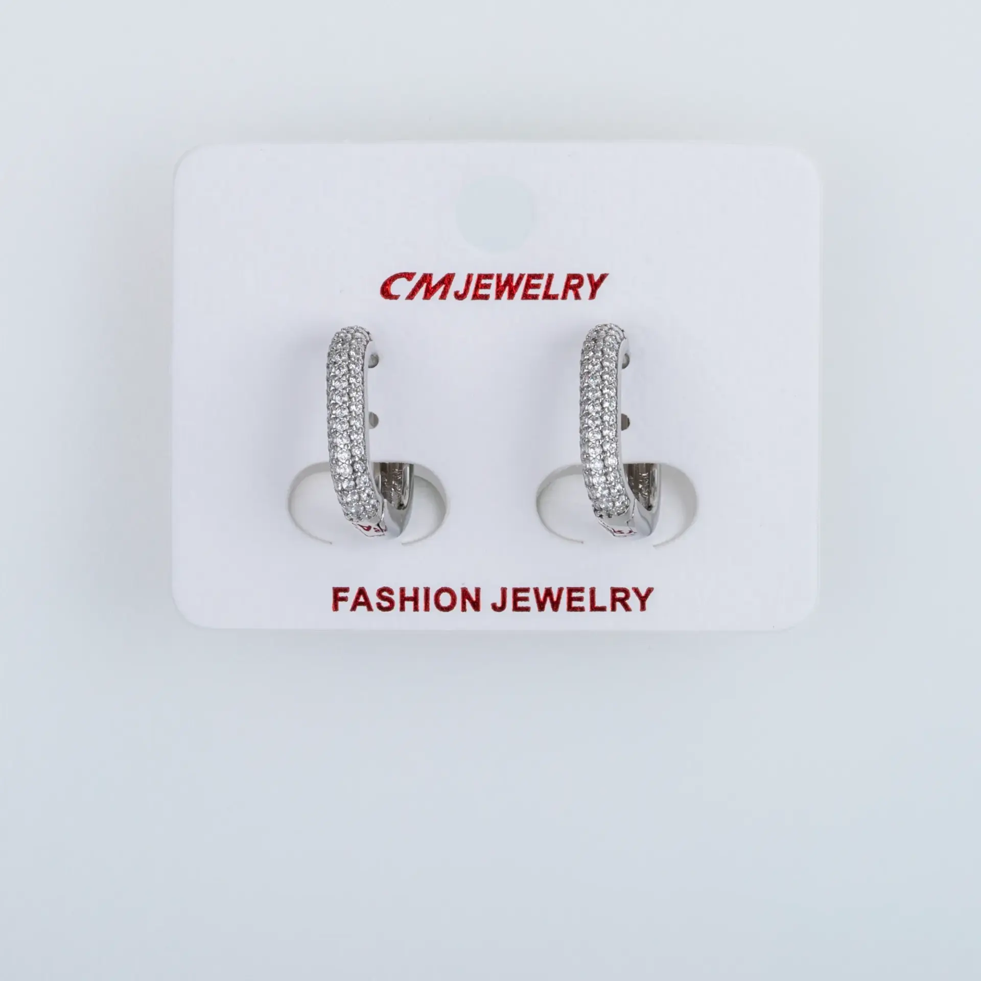 CM Jewelry Platin Kaplama Tırnaklı Halka Küpe