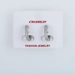CM Jewelry Platin Kaplama Tırnaklı Halka Küpe