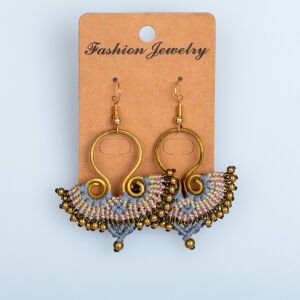 El Yapımı Pirinç Makrome Küpe 4 Renk Seçeneği 1 Çift