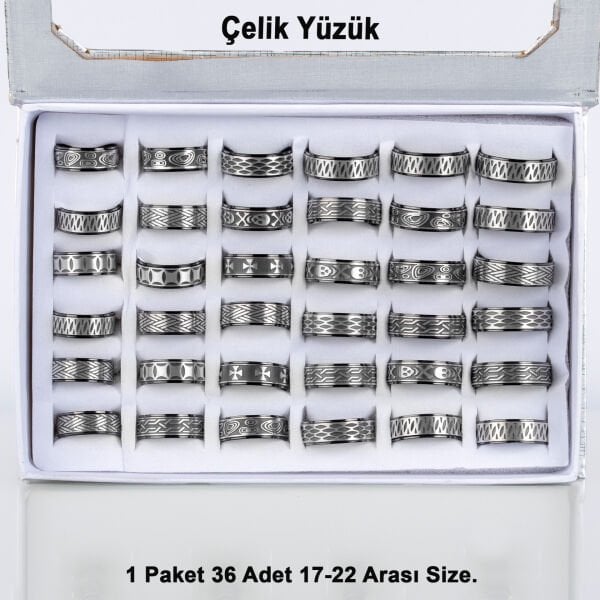 Çelik Yüzük Paket 36 Adet