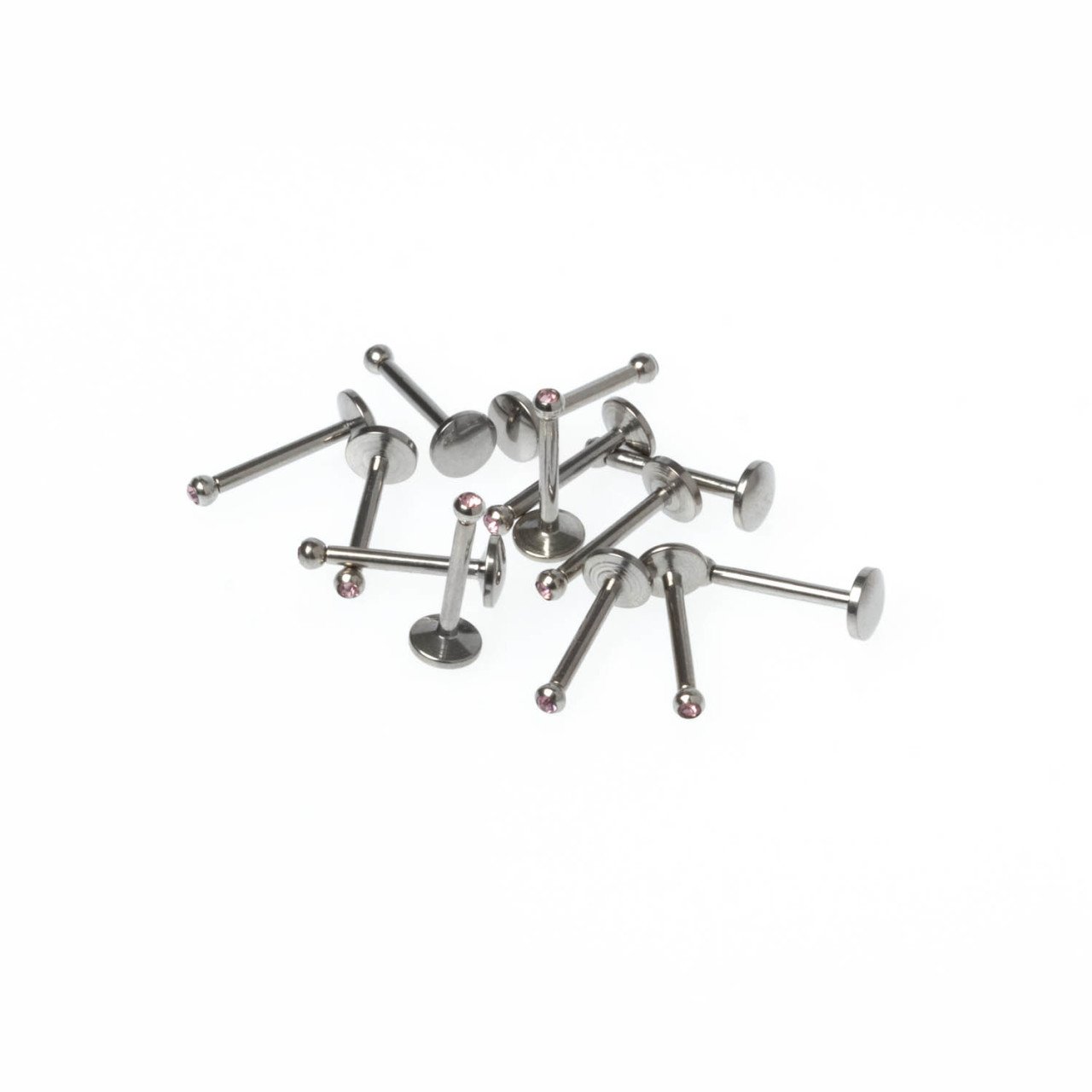Toptan 316L Çelik Piercing Labret 2mm Taşlı Top Boy: 1.2x10x2mm