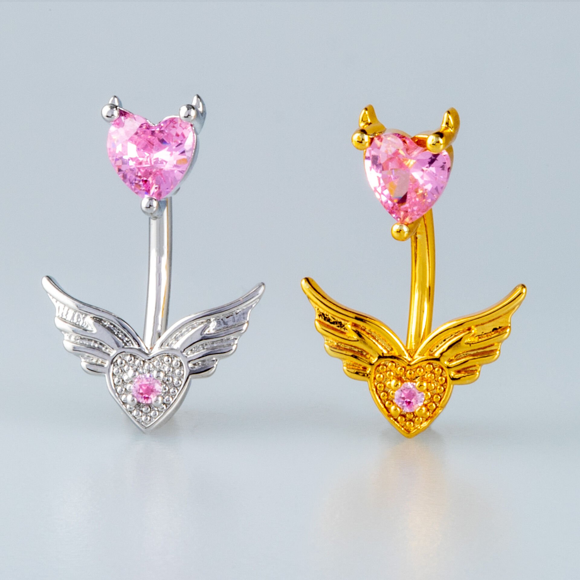 Piercing Göbek Kanat 6mm Kalp Taş