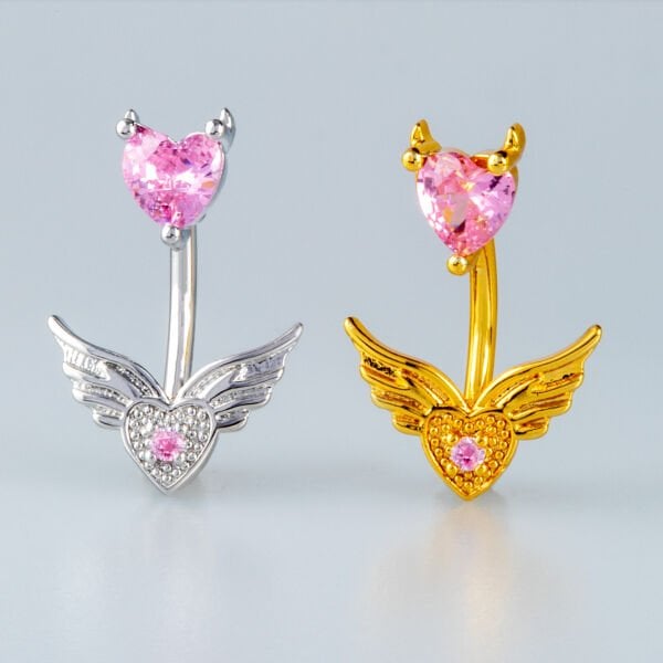 Piercing Göbek Kanat 6mm Kalp Taş