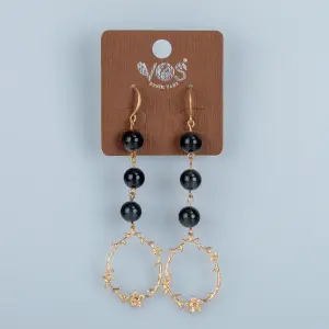 Toptan Sarmaşık Çerçeve Oniks Butik Küpe