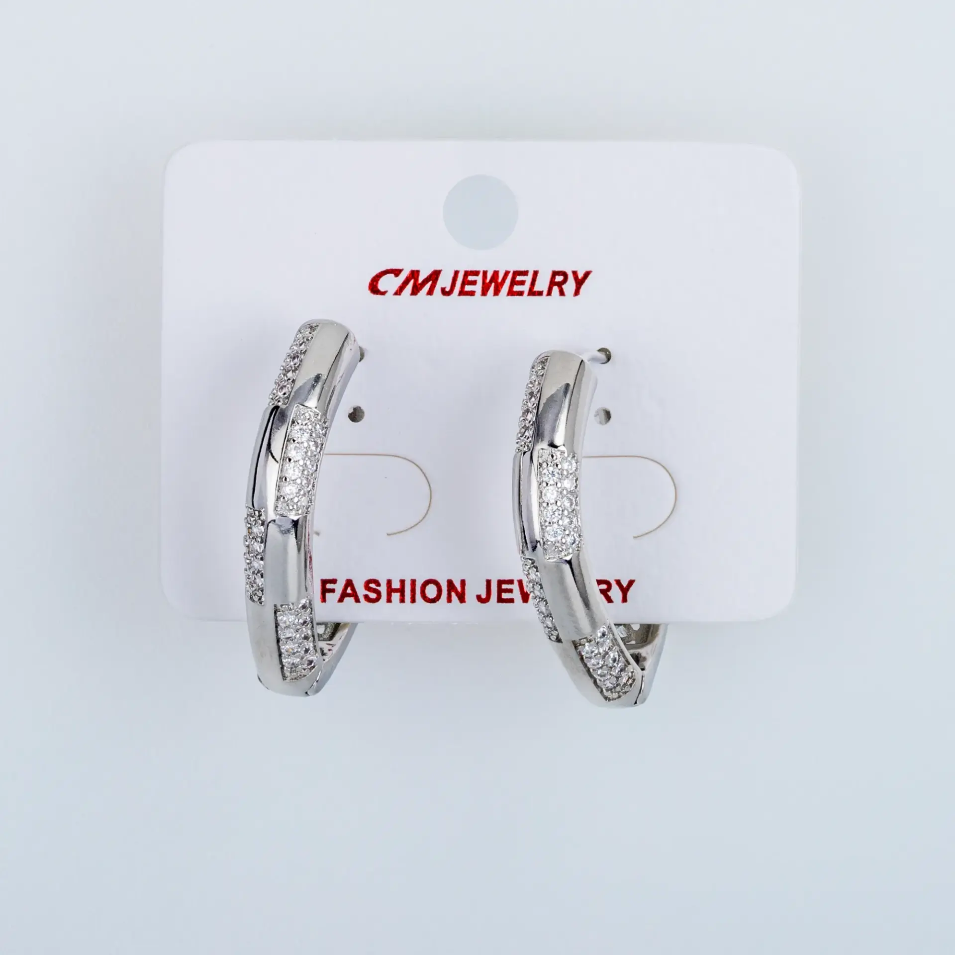 CM Jewelry Platin Kaplama Tırnaklı Halka Küpe