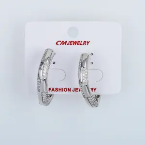 CM Jewelry Platin Kaplama Tırnaklı Halka Küpe