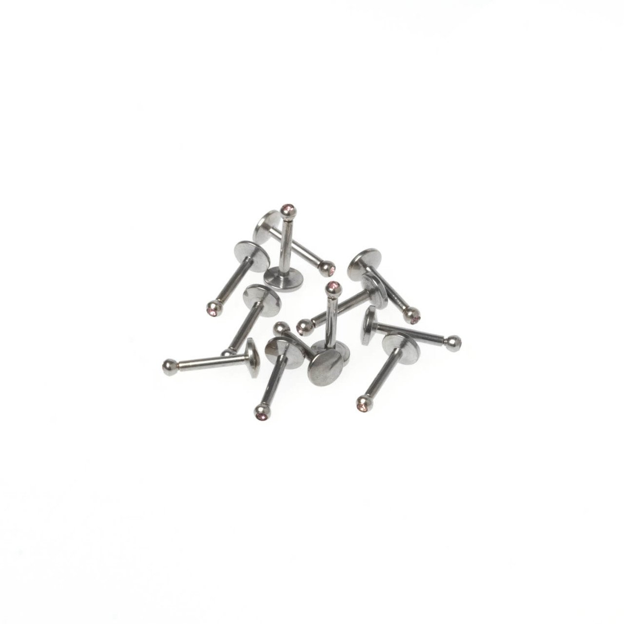 Toptan 316L Çelik Piercing Labret 2mm Taşlı Top Boy: 1.2x8x2mm