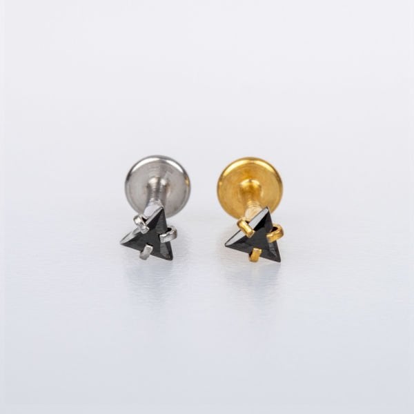 Piercing Labret Üçgen Taş Beyaz 8mm