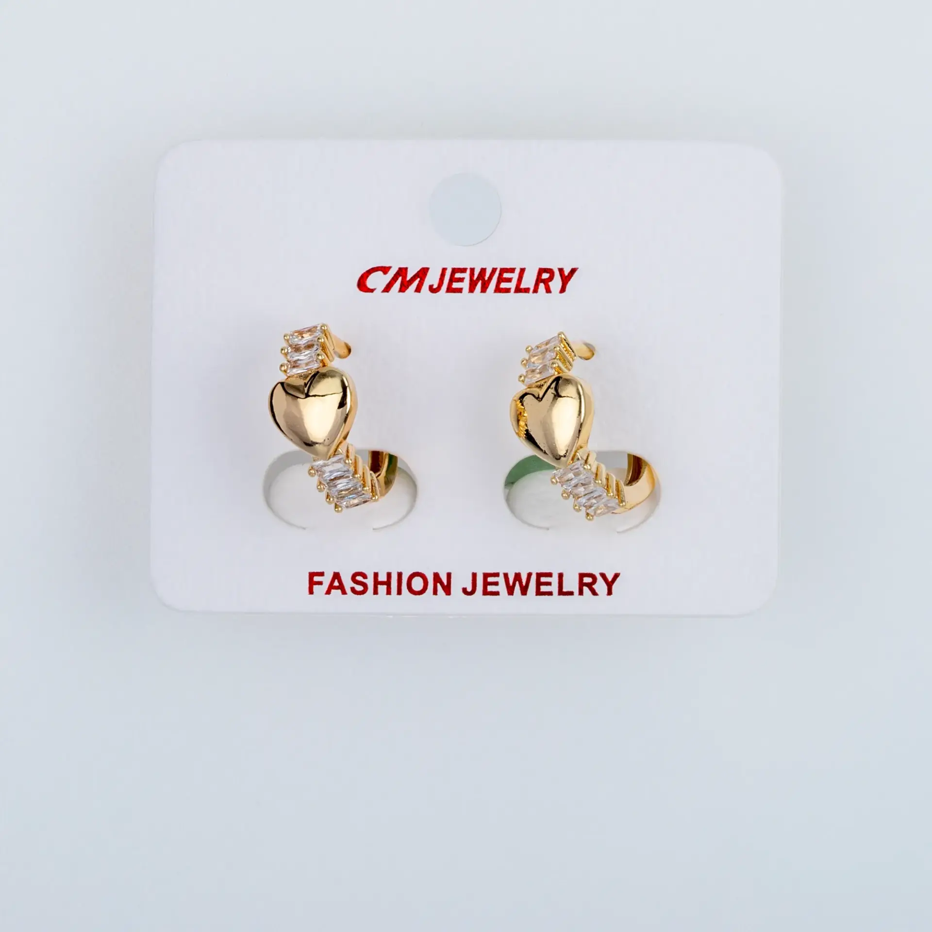 CM Jewelry 14K Kaplama Tırnaklı Halka Küpe Kalp