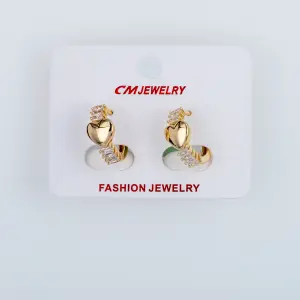 CM Jewelry 14K Kaplama Tırnaklı Halka Küpe Kalp
