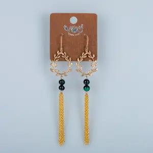 Toptan Sarmaşık Üstlü Malakit Butik Küpe