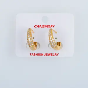 CM Jewelry 14K Kaplama Tırnaklı Halka Küpe