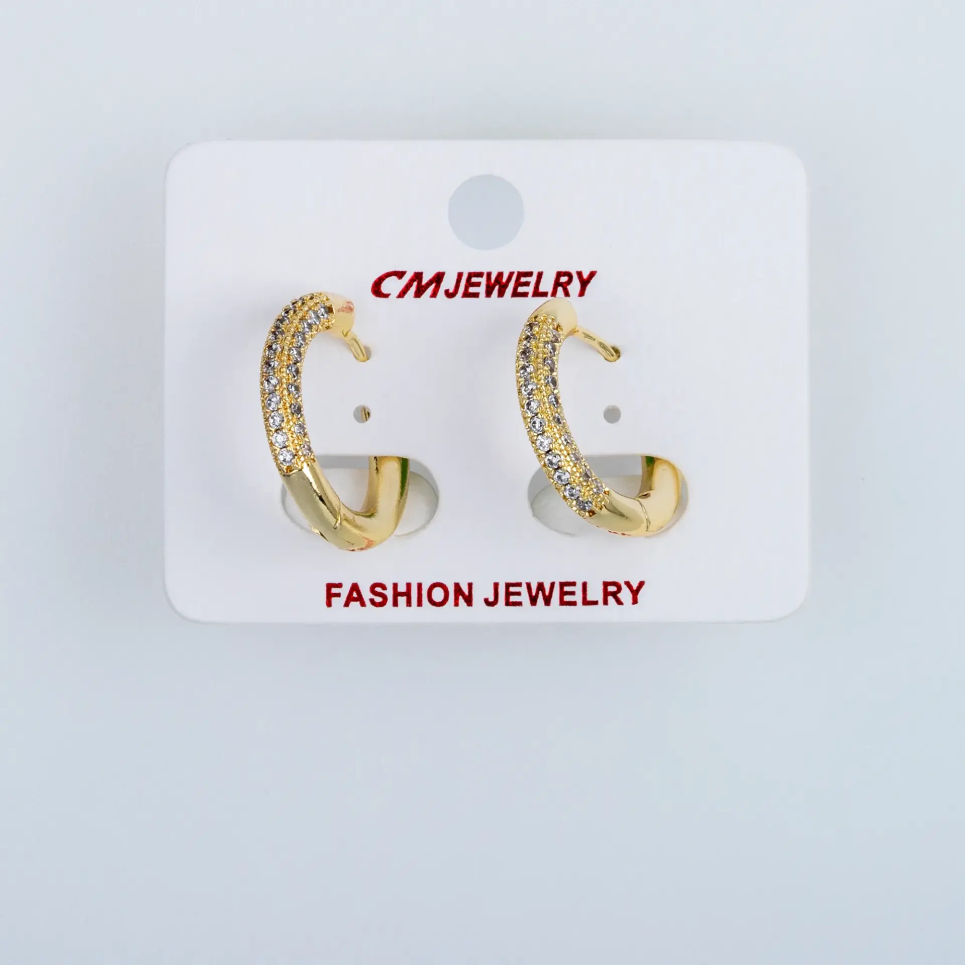 CM Jewelry 14K Kaplama Tırnaklı Halka Küpe